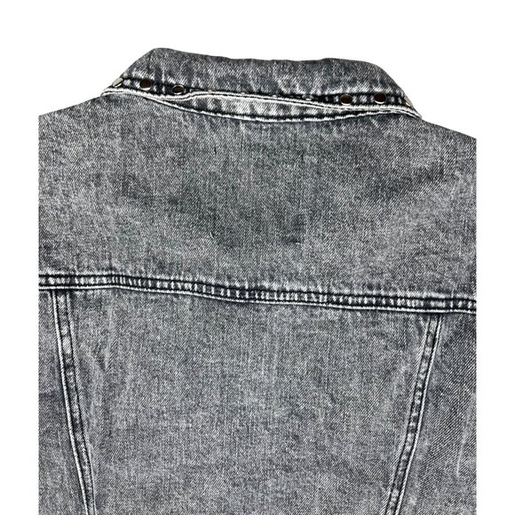 Rebecca Minkoff Womens Cropped Black Denim Jacket W/ Button Front Size Medium - Picture 9 of 14